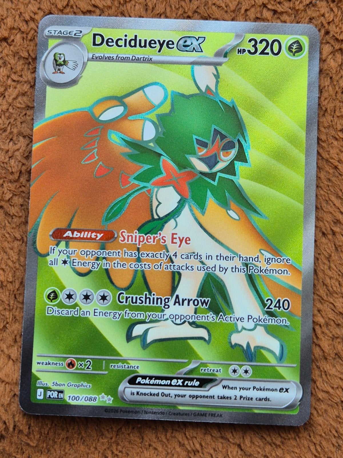 Decidueye Ex - 100/088 - Perfect Order (POR 100) - NM, Ophalen of Verzenden, Nieuw, Losse kaart