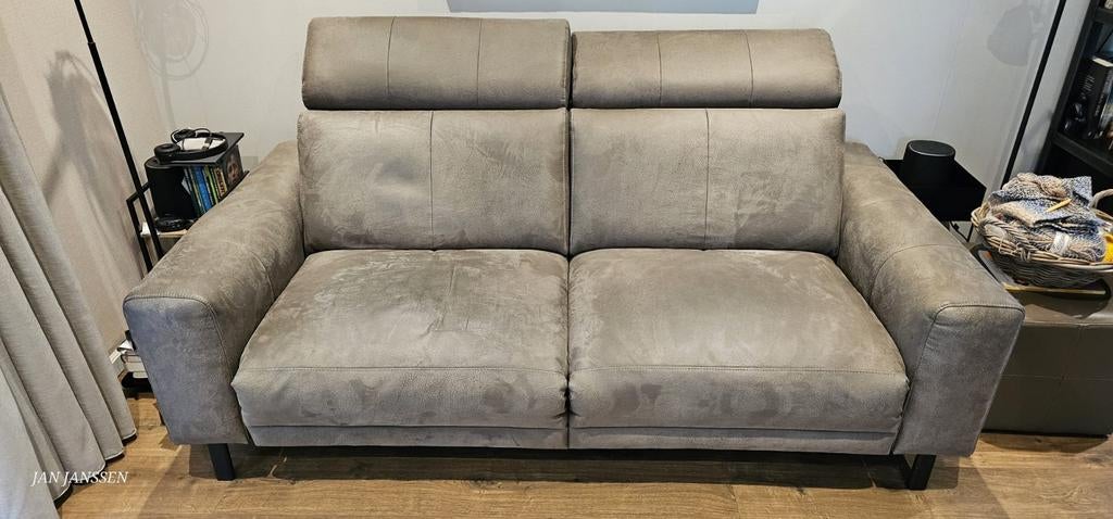 Leren bank elektrisch verstelbaar - 2-zits Rocky Taupe, Ophalen, Modern, Comfortabel, 150 tot 200 cm, Tweepersoons