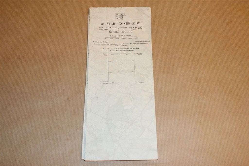 Oude topografische kaart - Vierlingsbeek - 1939, Ophalen of Verzenden, 1800 tot 2000, Nederland, Landkaart