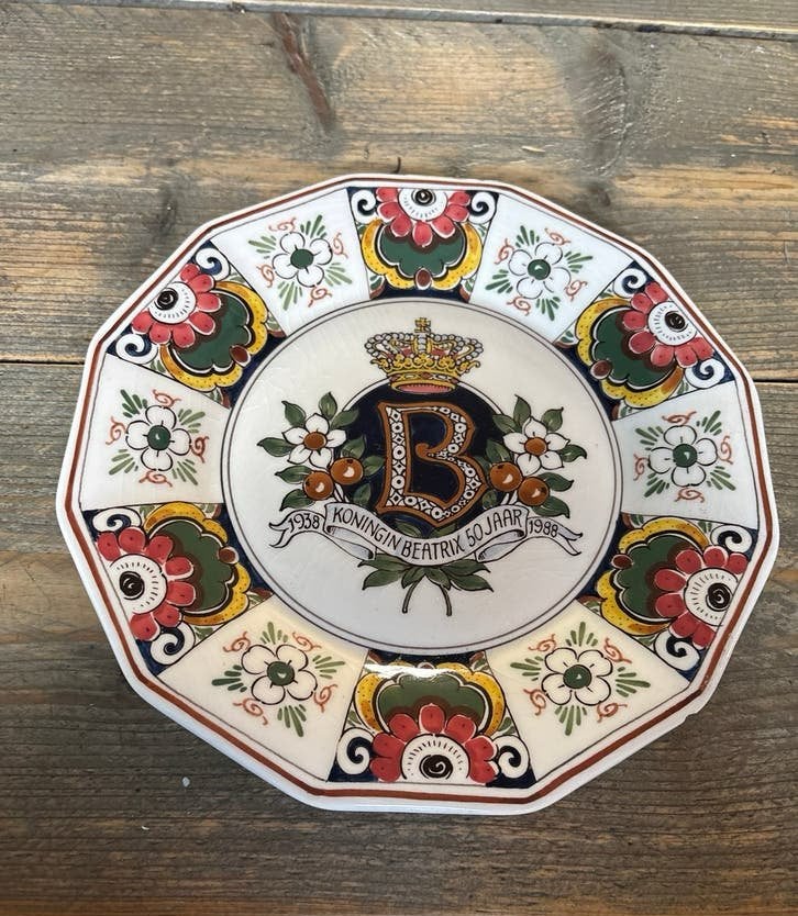Gelegenheidsbord Beatrix 50 jaar 1988 - Vorsten Schoonhoven, Ophalen of Verzenden