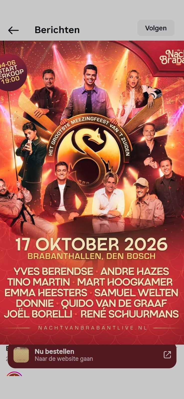 2 kaarten nacht van brabant 17 oktober, Twee personen, Oktober