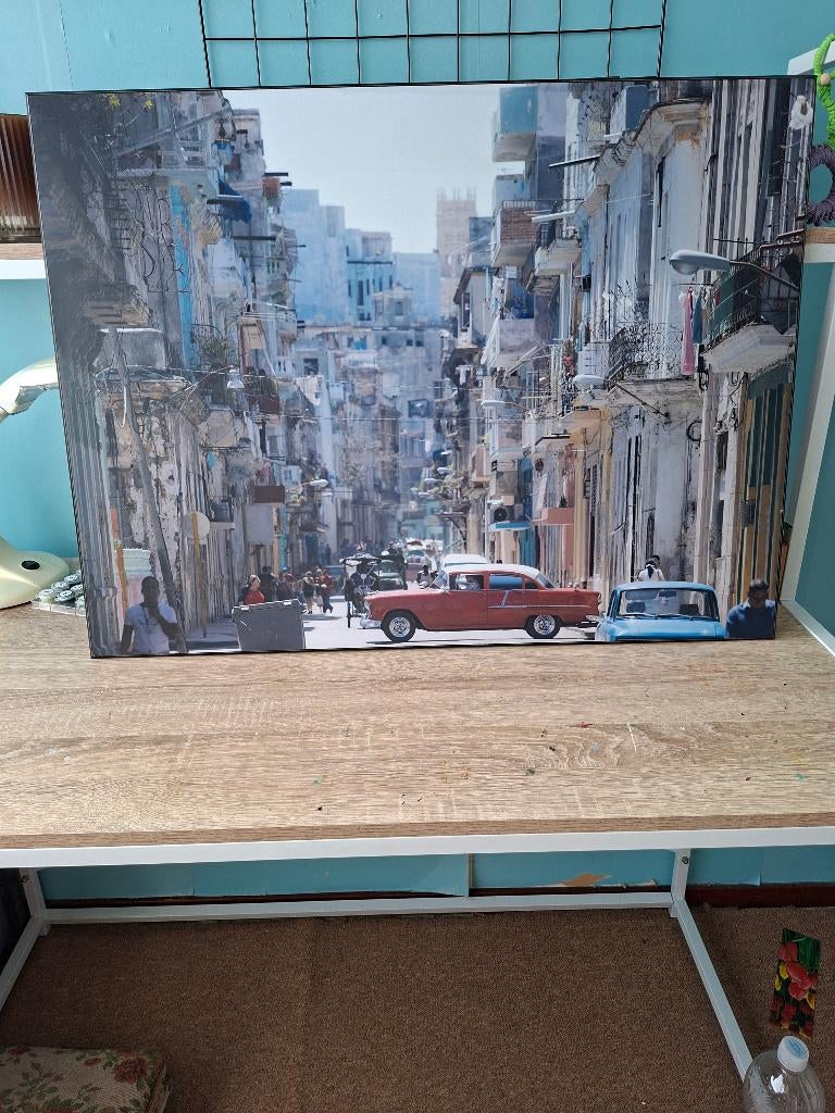 Schitterende foto op stevige houten ophangplaat 80x59,5cm., Ophalen, Gebruikt, 50 tot 75 cm, 75 tot 100 cm