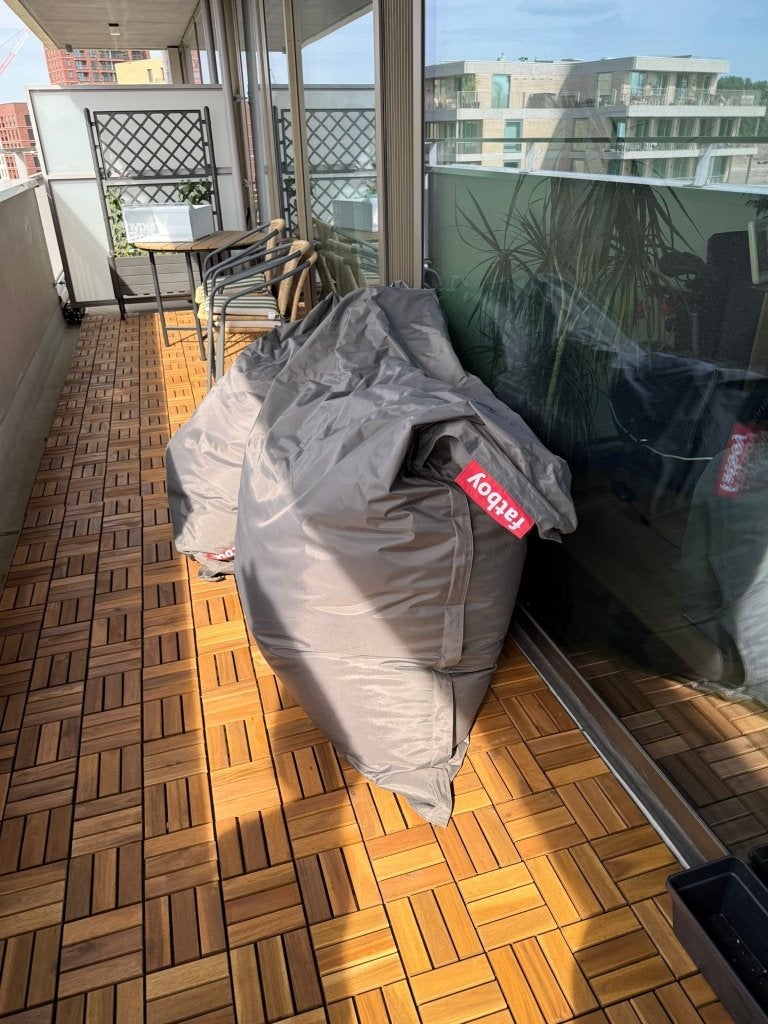 2 Fatboy Original zitzakken - binnen gebruikt, Huis en Inrichting, Zitzakken, Ophalen, Zo goed als nieuw, Grijs, Zitzak