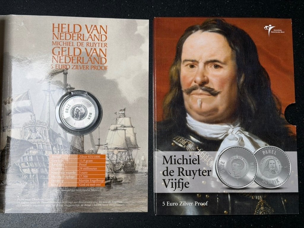 michiel de ruyter vijfje, Zilver, Overige landen, Ophalen of Verzenden, 5 euro