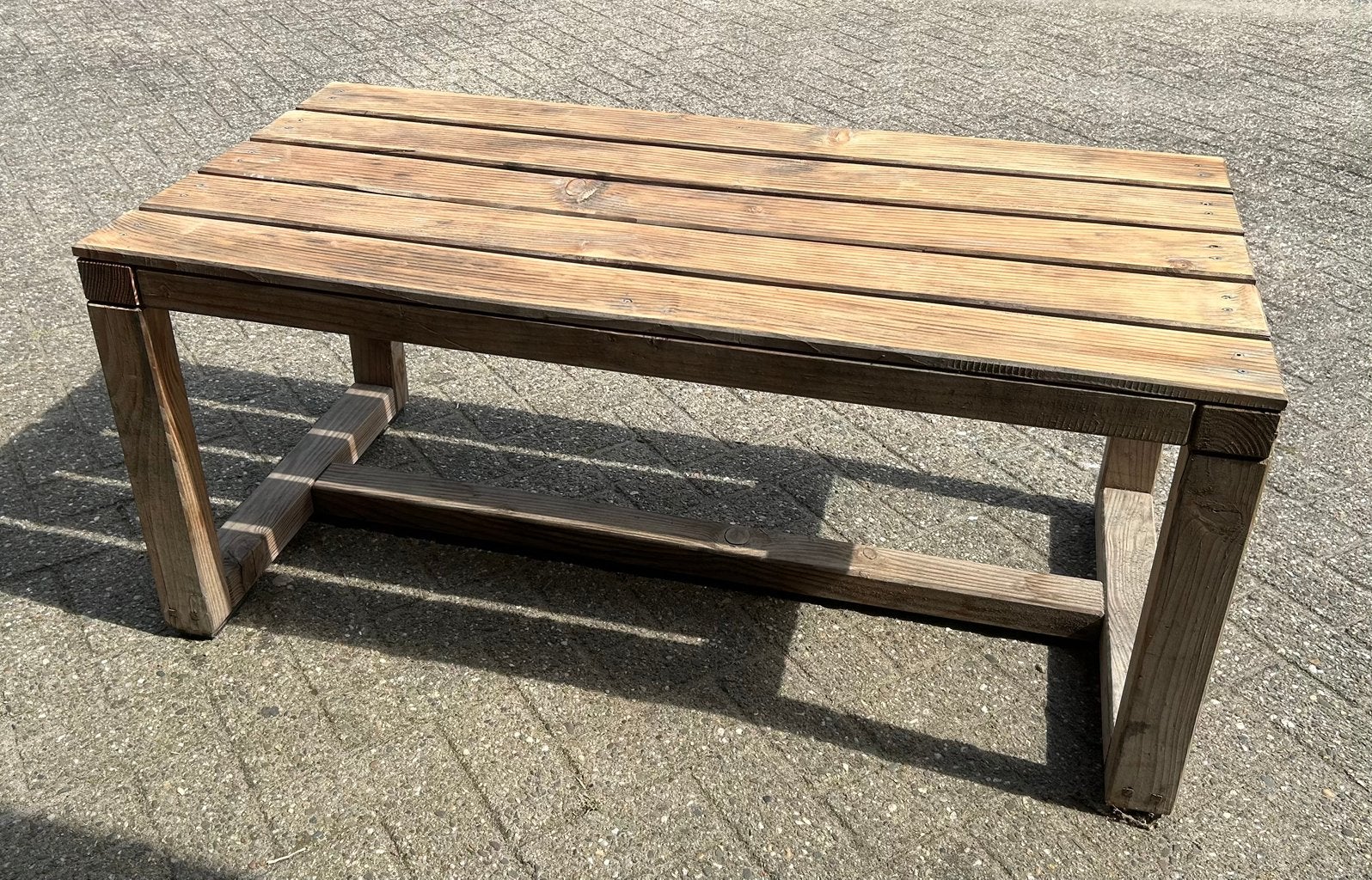Robuuste houten tafel,prijs verlaagd!, Tuin en Terras, Ophalen, Gebruikt, Rechthoekig, Hout