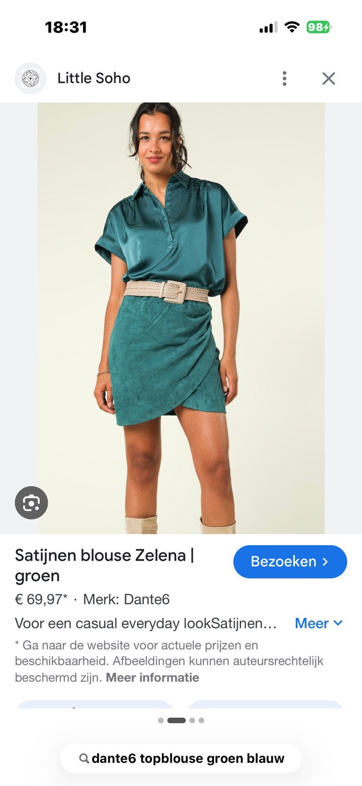 Gezocht Dante6 satijnen blouse zelena, Ophalen of Verzenden, Zo goed als nieuw