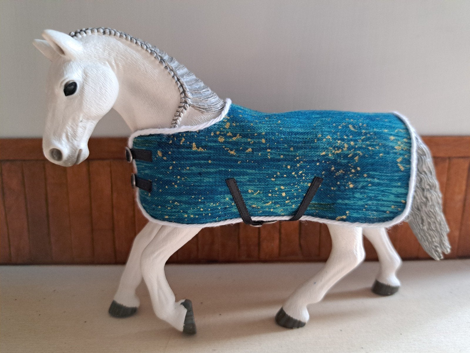schleich deken turquoise goud glitter, Verzamelen, Ophalen of Verzenden, Zo goed als nieuw, Paard, Beeldje of Figuurtje