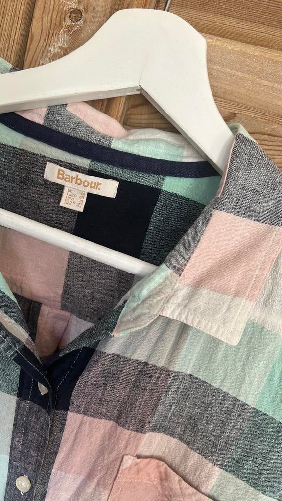 Barbour ruit jurk doorknoop roze groen 40, Maat 38/40 (M), Ophalen of Verzenden, Zo goed als nieuw, Roze