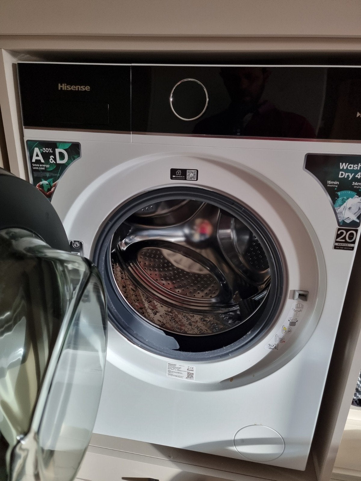 Hisense Was-droogcombinatie - Zo goed als nieuw, 6 tot 8 kg, Ophalen of Verzenden, Zo goed als nieuw, 85 tot 90 cm