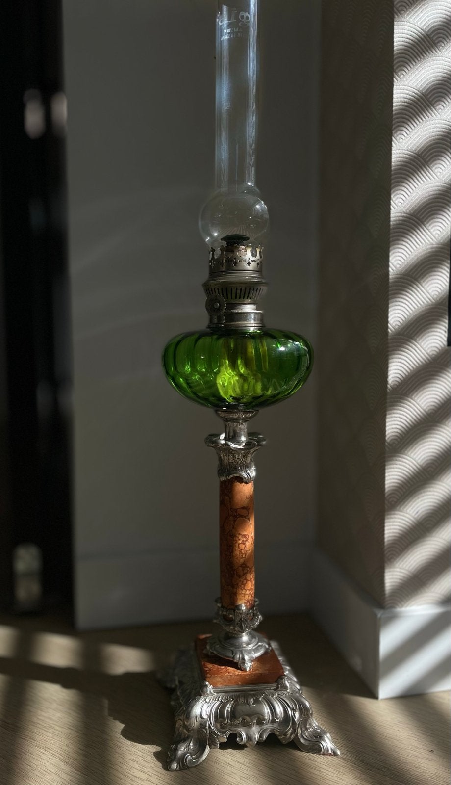 Antieke olielamp 19e eeuw, Ophalen