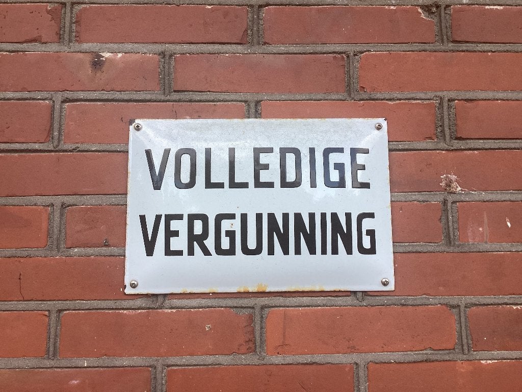 Emaille bord volledige vergunningen, Ophalen of Verzenden, Zo goed als nieuw, Reclamebord