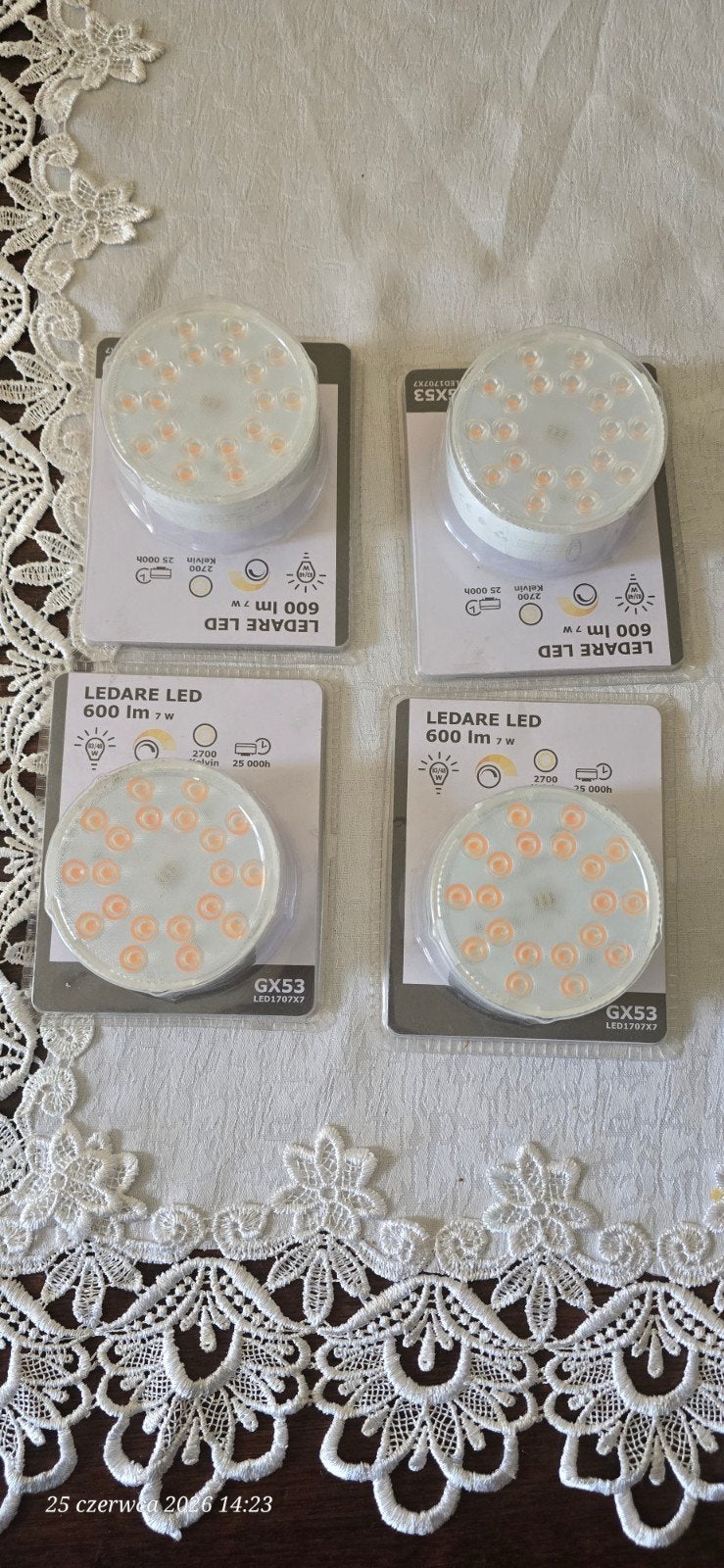 4x IKEA LEDARE LED GX53 Lampen 7W 600lm Warm Wit 2700K, Ophalen of Verzenden, Nieuw, Wit, IKEA