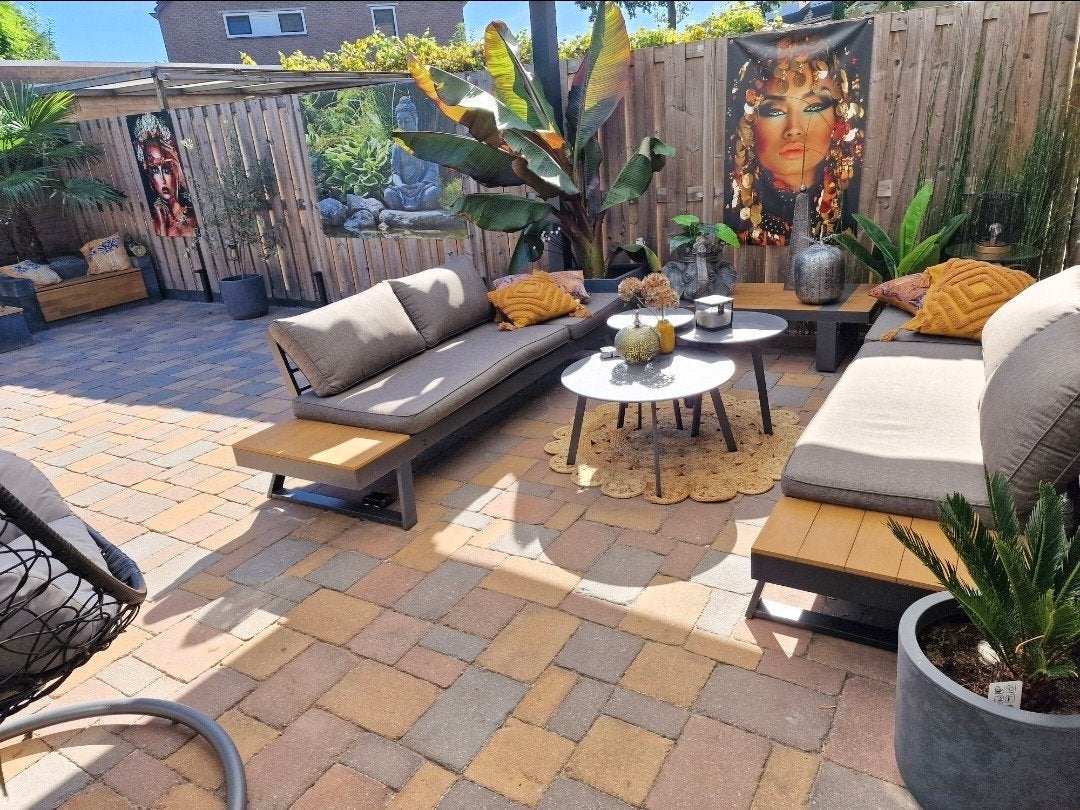 mooie tuinbanken, Tuin en Terras, Ophalen of Verzenden, Gebruikt, Aluminium, 3 zitplaatsen