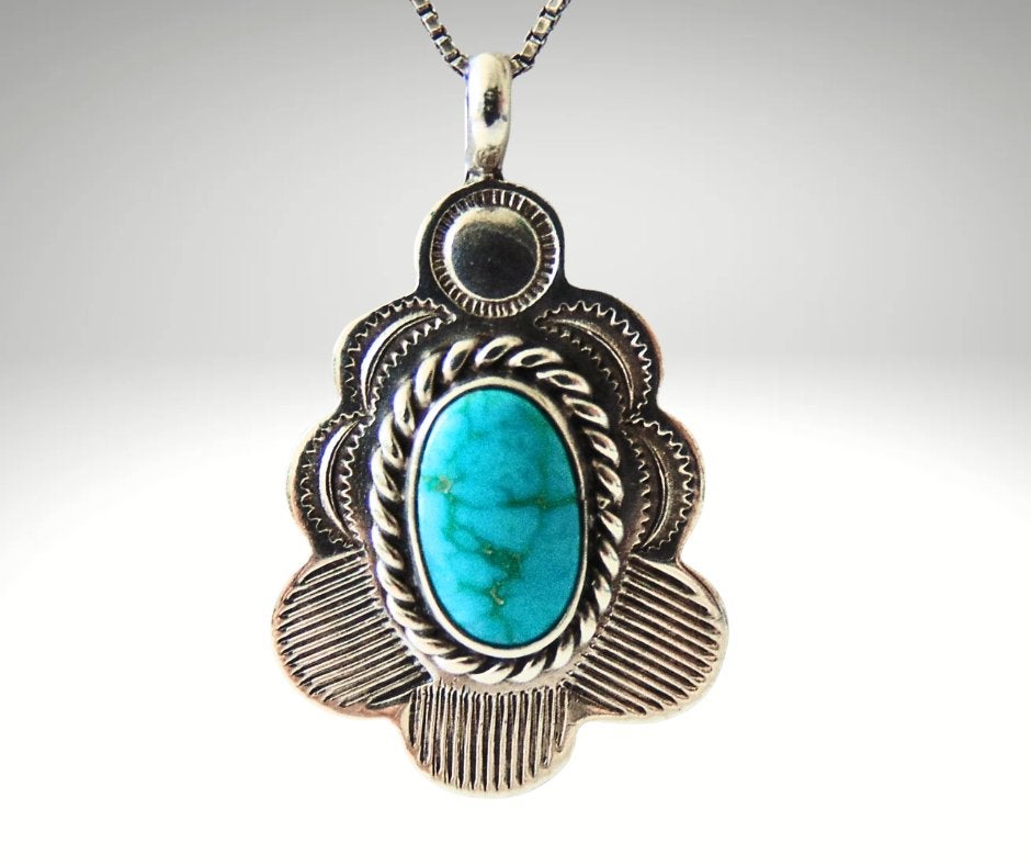 Prachtige zilveren NAVAJO turquoise hanger met ketting!, Overige voorstellingen, Verzenden, Zo goed als nieuw, X
