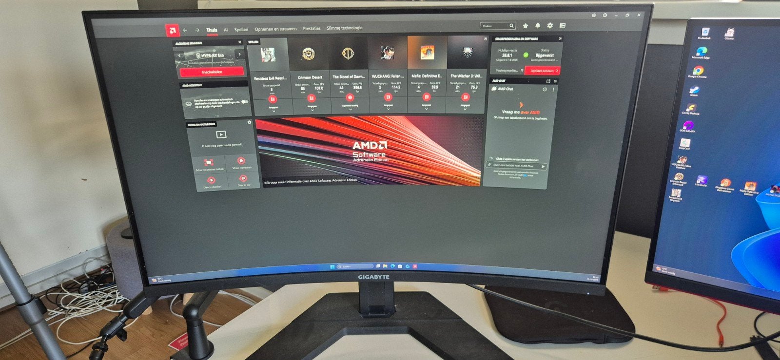 Gigabyte Q32QC 1440p 165Hz Gaming Monitor (Zonder Doos), Gaming, Gigabyte, Curved, Ophalen of Verzenden
