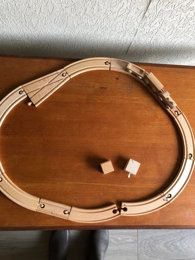 Vintage Houten Treinbaan Jaren '60 met Wagonnetjes, Ophalen, Gebruikt, Overige typen