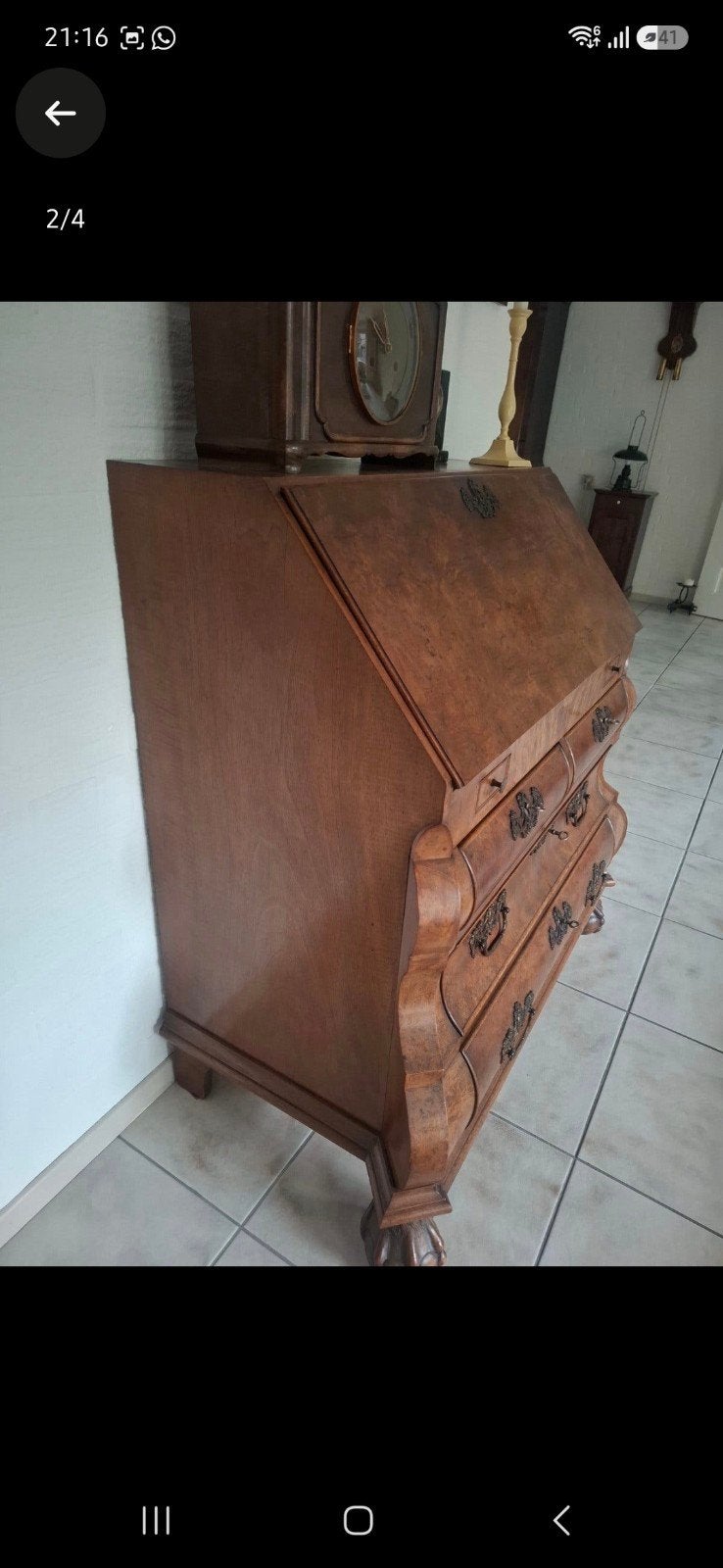 Antiek Biedermeier secretaire bureau, Antiek en Kunst, Ophalen of Verzenden