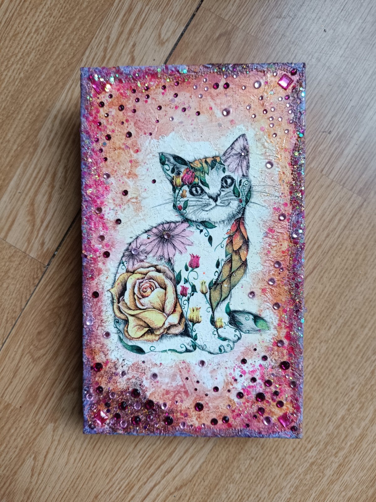 Cat & Flowers, Ophalen of Verzenden, Rechthoekig, Riet
