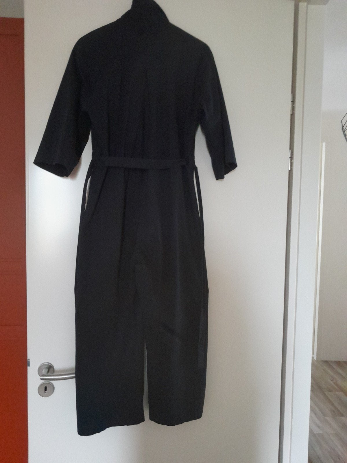 Mango blauwe jumpsuit mt 36, 3/4 lengte, katoen met elastaan, Mango, Blauw, Ophalen of Verzenden, Zo goed als nieuw