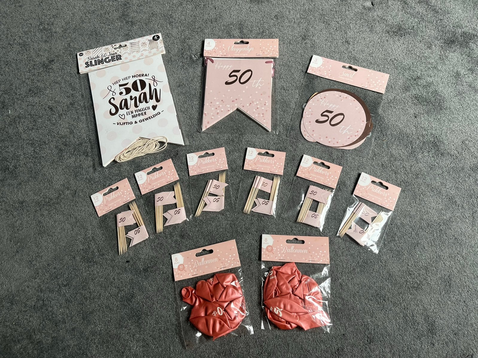 NIEUW - Versieringen voor de 50 jarige Sarah, Ophalen of Verzenden, Nieuw, Versiering, Abraham of Sarah