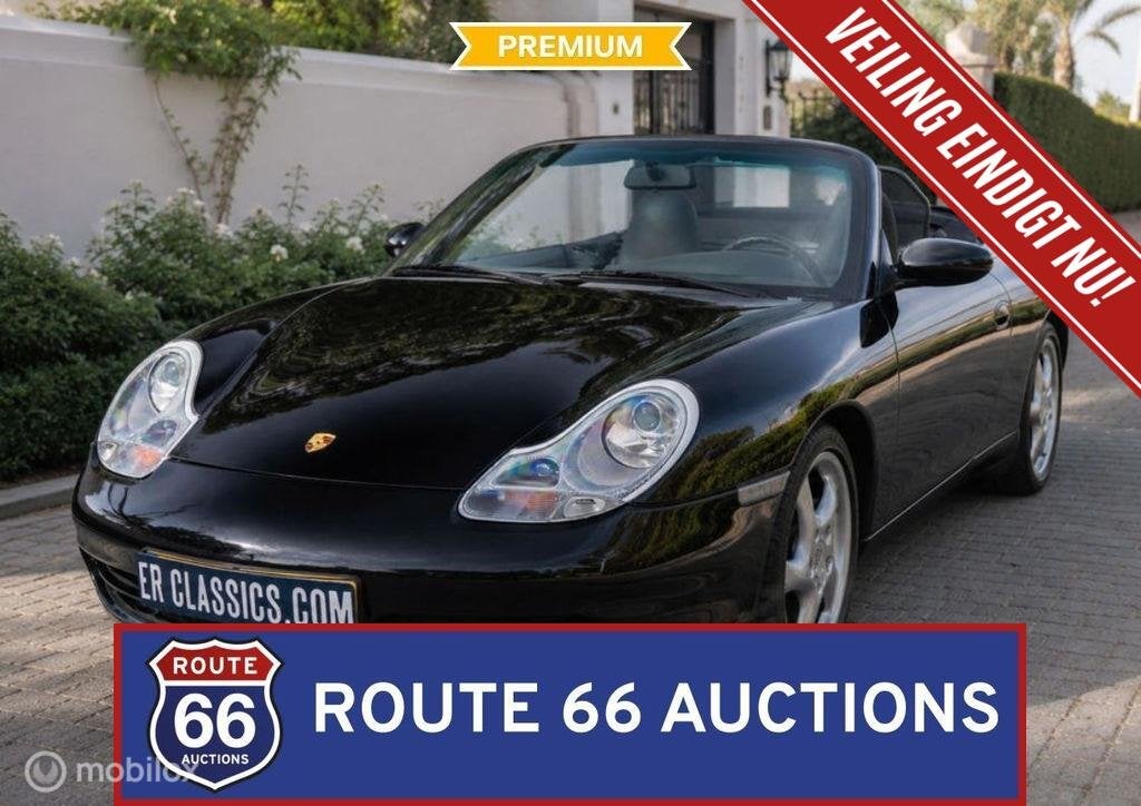 Porsche 911 Carrera Cabriolet | 2001 | Route 66 Auctions, Auto's, Overige carrosserieën, Zwart, Bedrijf, Porsche