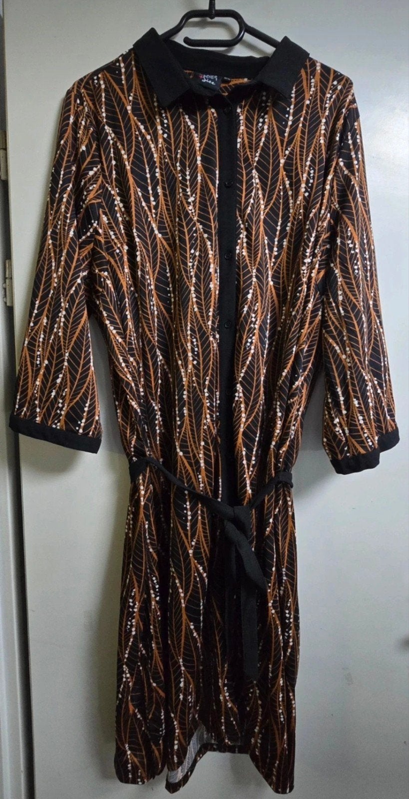 Ladies + Size Jurk met Bladerenprint en Ceintuur, Ophalen of Verzenden