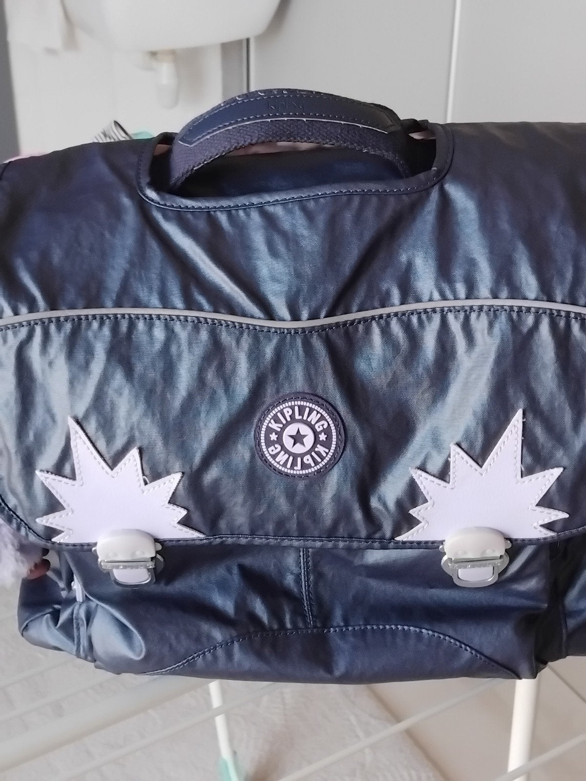Kipling rugzak donkerblauw met lichtpaarse details, Ophalen of Verzenden, Zo goed als nieuw, Jongen of Meisje