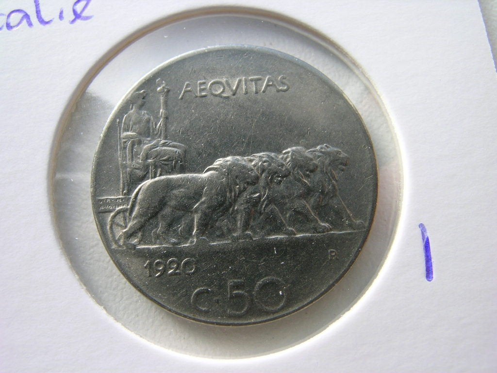 50 Centesimi 1920 Italie, Ophalen of Verzenden, Italië, Losse munt