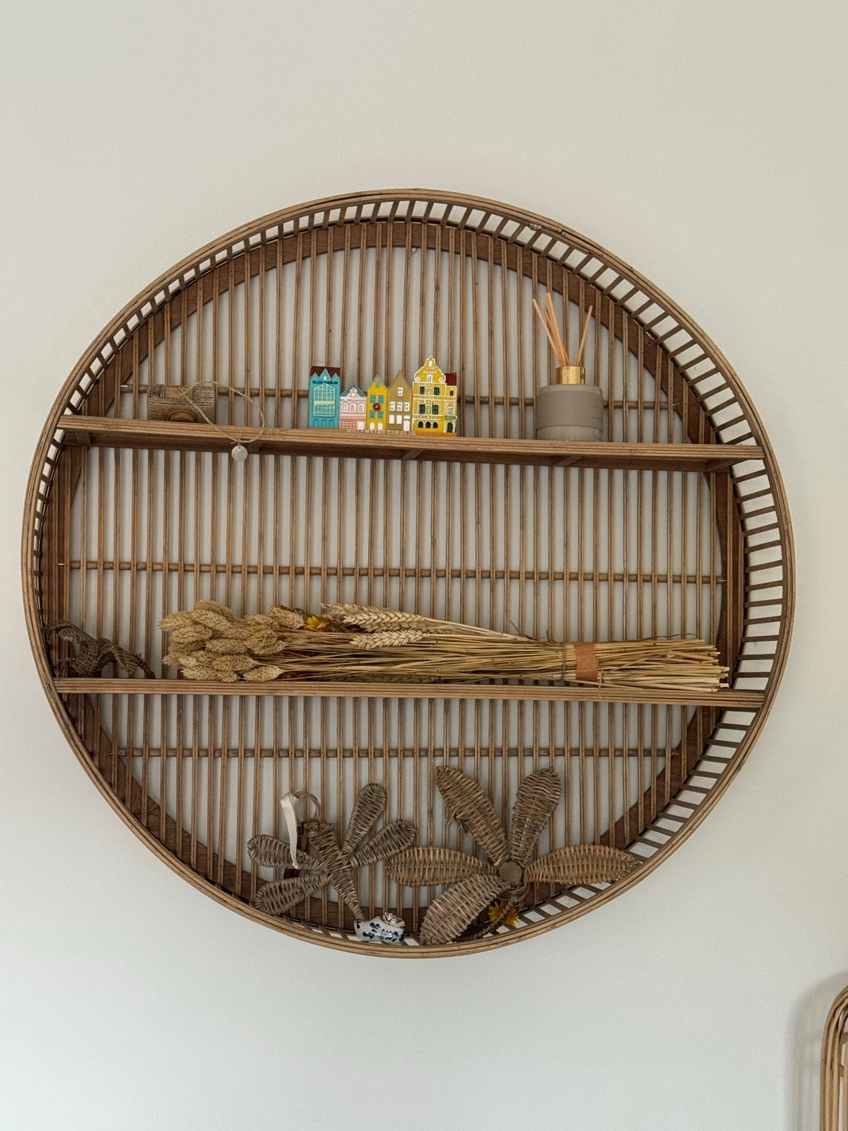 Rond bamboe wandkastje - Ø75 cm, Ophalen, Zo goed als nieuw