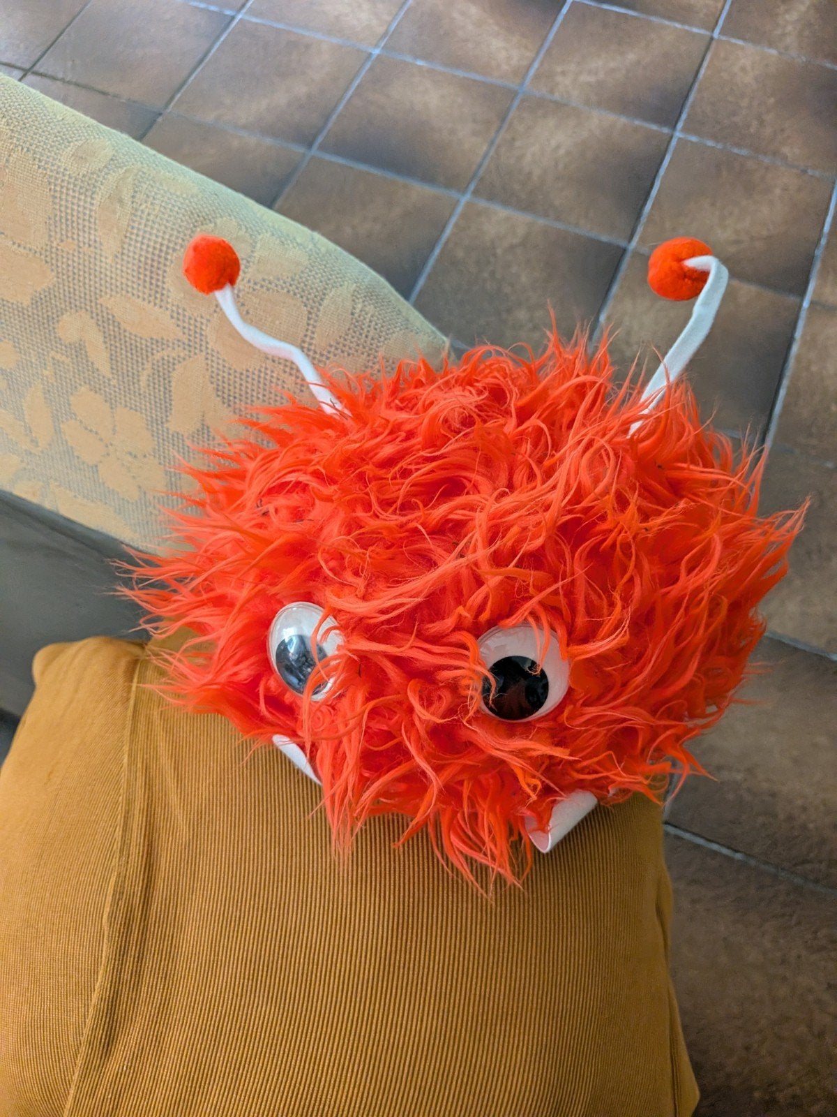 Grappige oranje pluisbol knuffel met wiebelogen, Oranje, Overige merken, Overige karakters, Overige typen