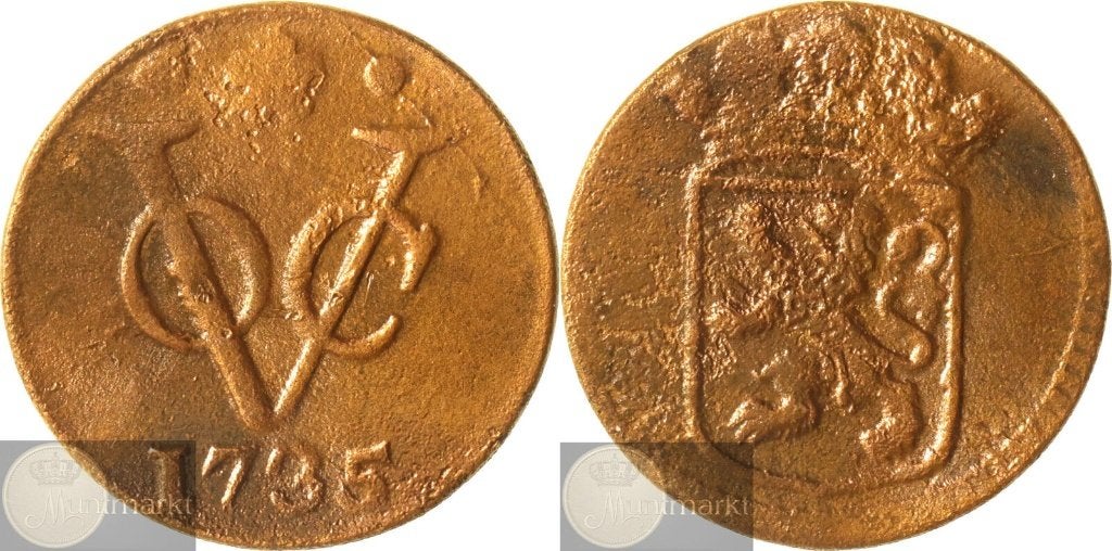 V.O.C. - Holland - Duit 1735 over 1726 jaartalwijziging, Ophalen of Verzenden, Vóór koninkrijk, Overige waardes, Losse munt