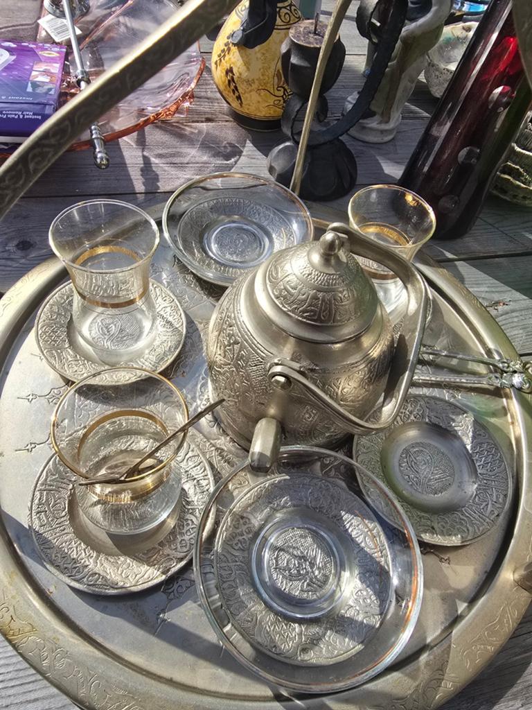 Vintage Marokkaanse theeset met dienblad, Ophalen of Verzenden