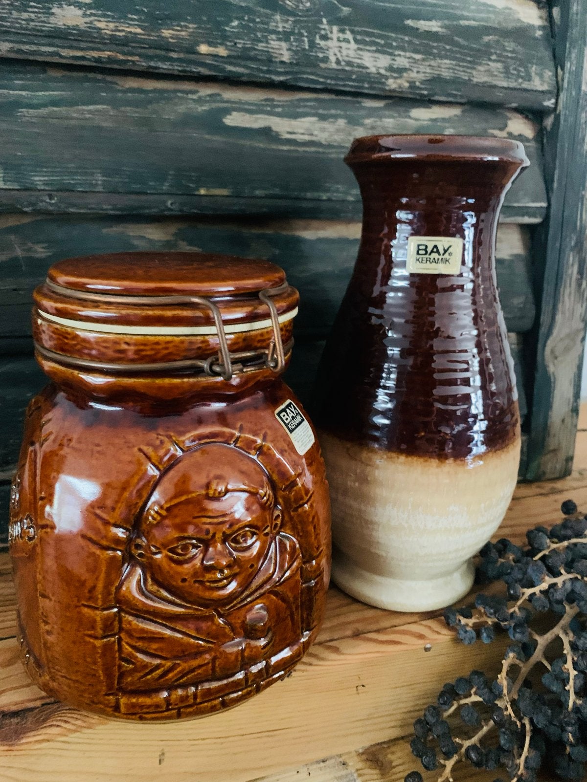 Vintage Bay Keramik pot en vaas - Bruin aardewerk, Ophalen of Verzenden