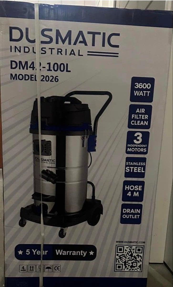 DUSMATIC Industriële Stofzuiger DM42-100L - 3600W, Witgoed en Apparatuur, Stofzuigers, Ophalen, Nieuw, Industriële stofzuiger