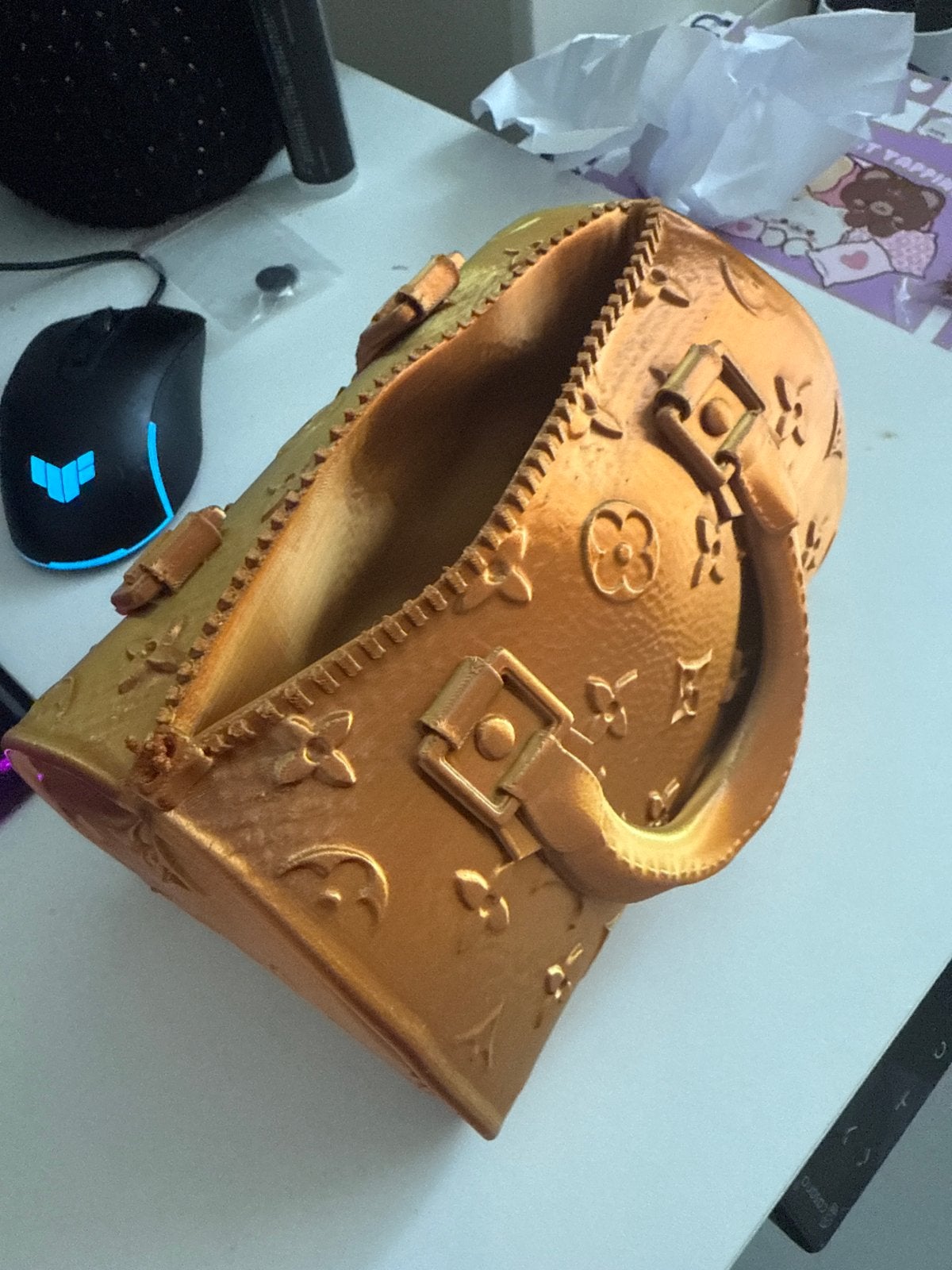 3D-geprinte Lv tas decoratie of vaas - Bruin Goud, Kunststof, Meerkleurig, 3D-geprint, Nieuw