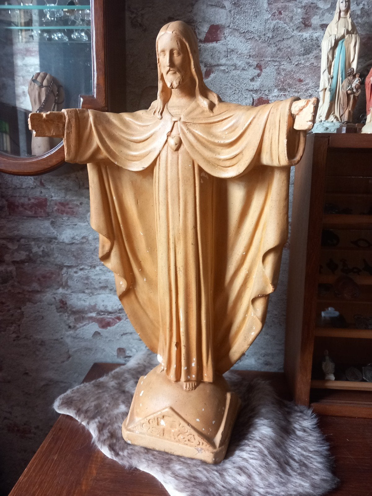 Vintage Jezus beeld - Heilig Hart - Zuid Limburg - 52 cm, Ophalen of Verzenden