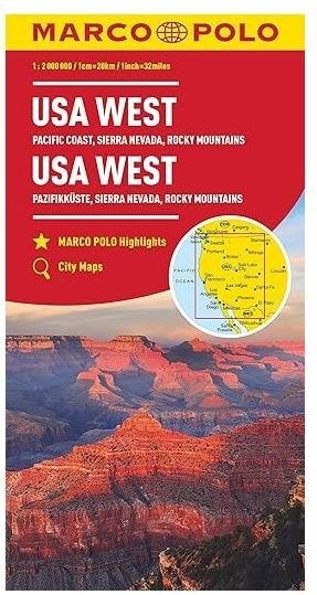 landkaart U.S.A West Marco Polo Amerika America wegenkaart, Overige gebieden, 2000 tot heden, Marco Polo, Ophalen of Verzenden