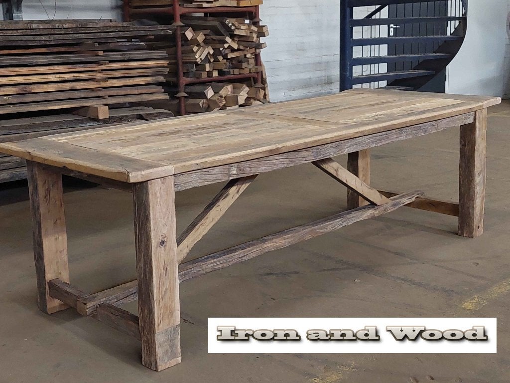 Geborstelde maatwerk oud eiken (barnwood) kloostertafels, Ophalen, Nieuw