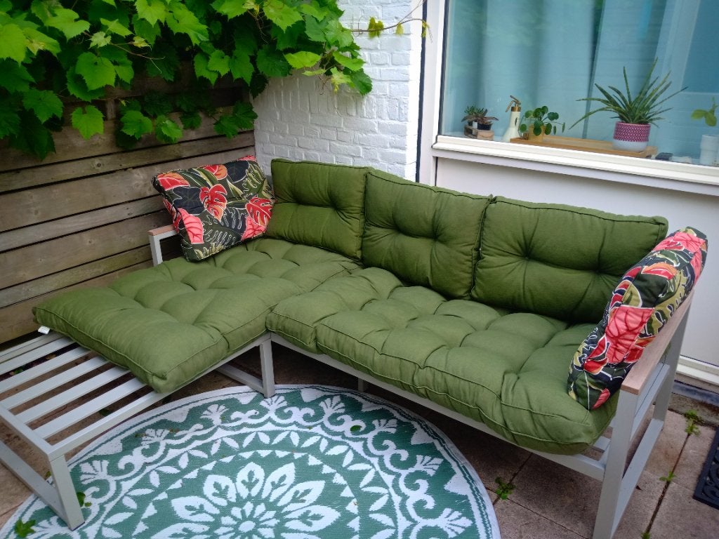 Pallet kussens Florence donkergroen set, Tuin en Terras, Tuinmeubel-accessoires, Ophalen, Zo goed als nieuw