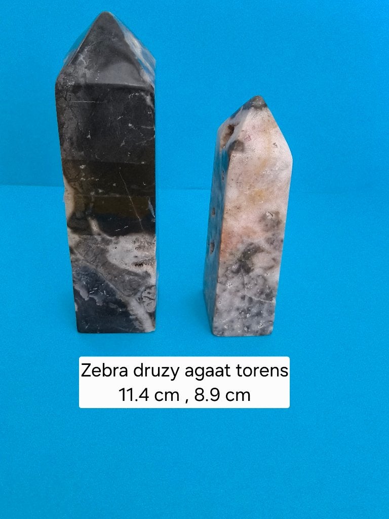 Zebra druzy agaat torens, Ophalen of Verzenden, Mineraal