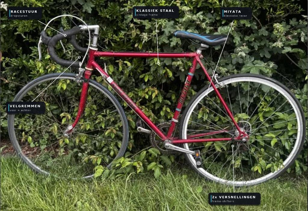 Vintage Miyata racefiets, klassiek staal (retro / fixie), Fietsen en Brommers, Fietsen | Racefietsen, Ophalen, Gebruikt, Koga Miyata