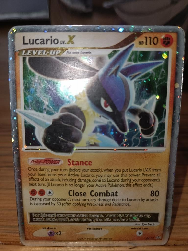 Lucario X Pokemon dp12 Zeldzame Level-Up kaart, Hobby en Vrije tijd, Verzamelkaartspellen | Pokémon, Gebruikt, Losse kaart, Foil