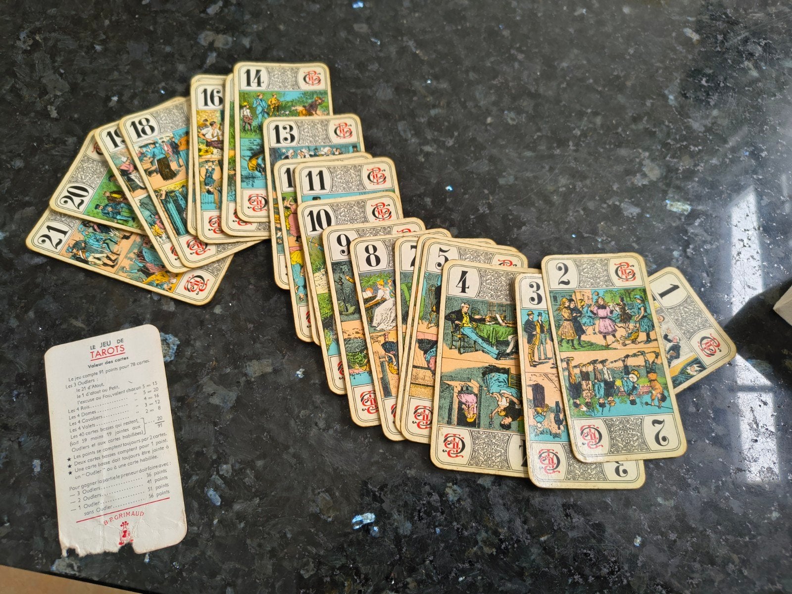 Oud Tarot spel. B.P.Grimauad, compleet kaartspel  78 kaarten, Ophalen, Gebruikt