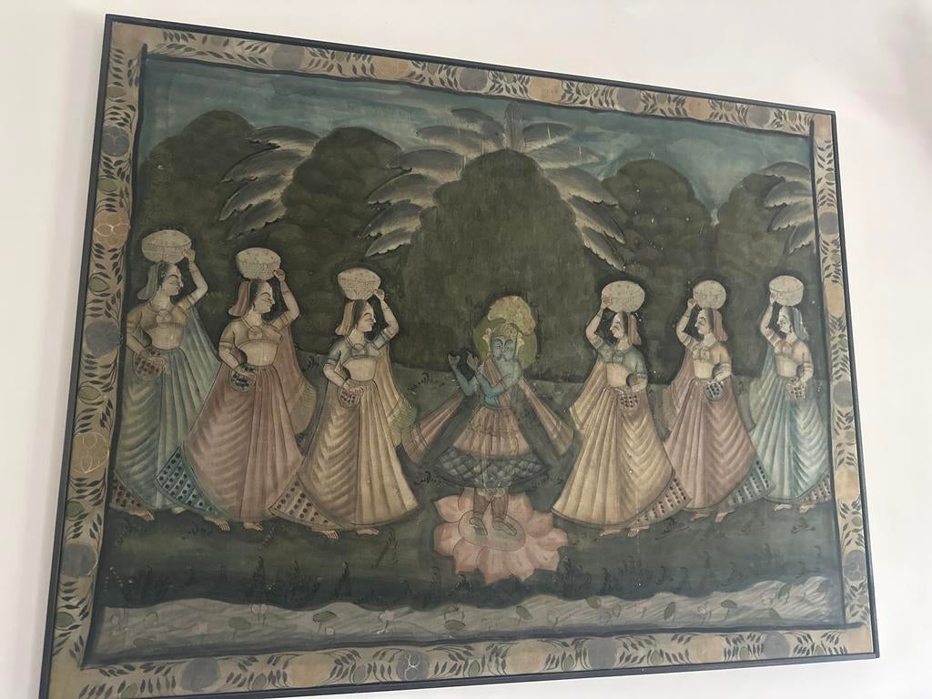 Prachtig Indiaas doek met traditionele voorstelling, Ophalen