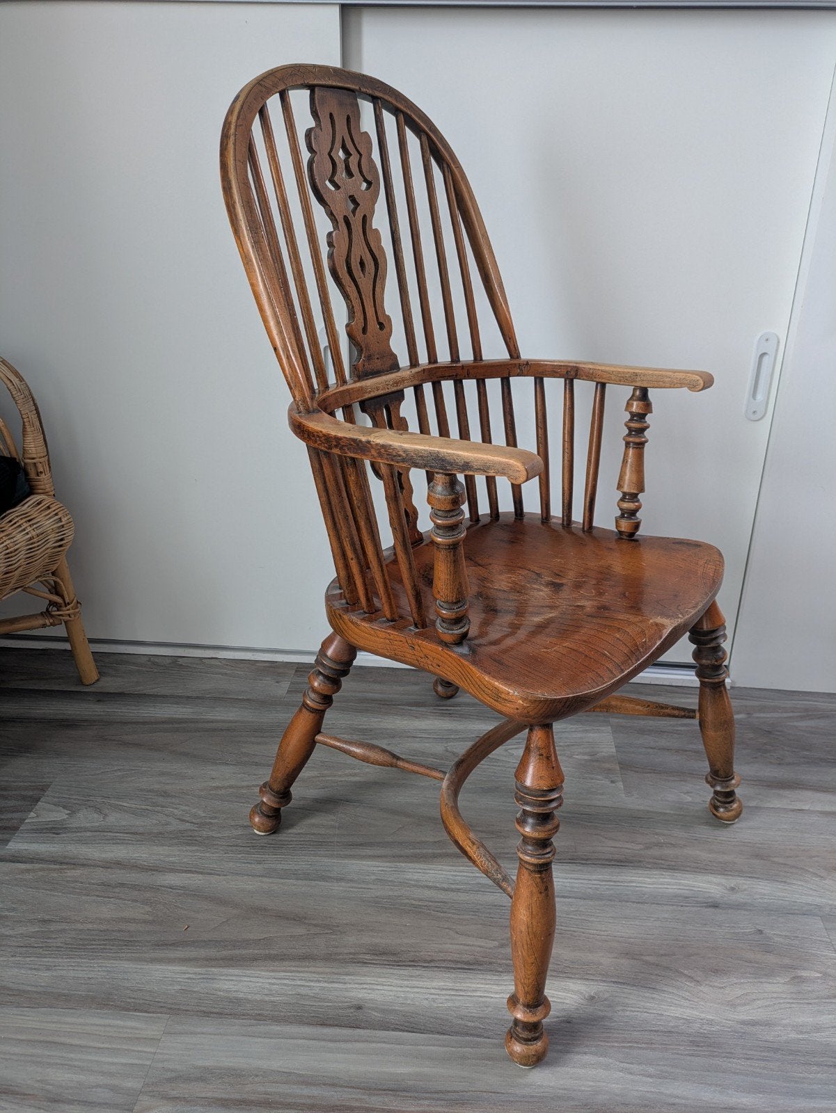 Een authentieke Engelse Highback Windsor armstoel 19e eeuw, Ophalen of Verzenden