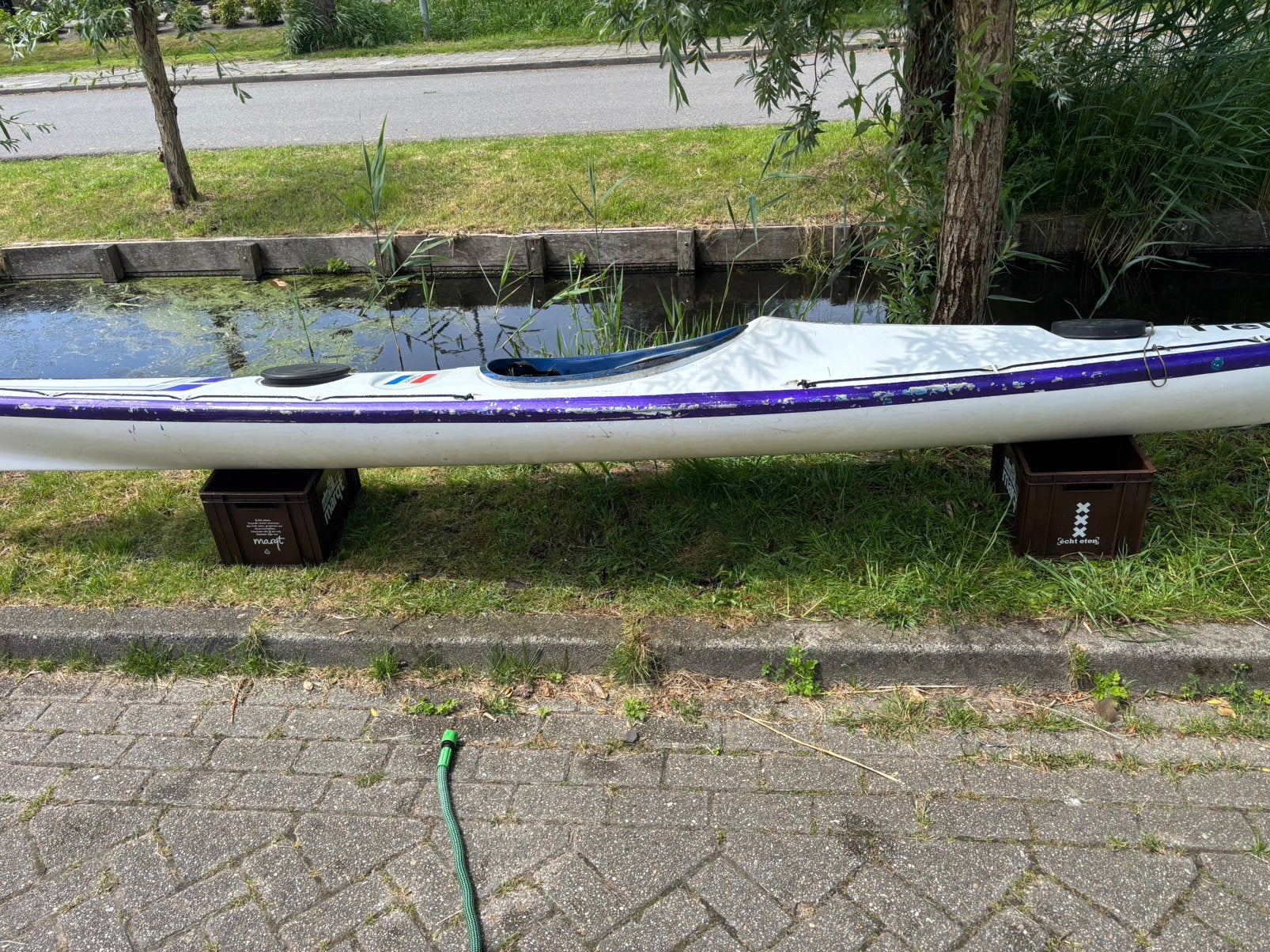 Stip-Yaks Eskimo Zeekajak (5m) + Peddel, Watersport en Boten, Ophalen, Gebruikt, 1-persoons