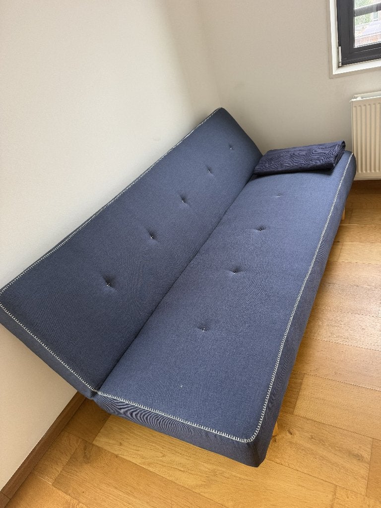 Slaapbank spijkerbroeklook, Ophalen, Blauw, Tweepersoons, 190 cm of minder