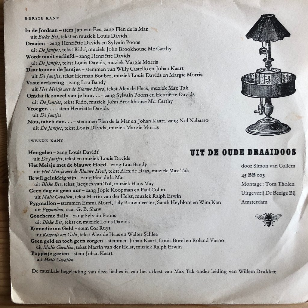 1959     Div. Artiesten NL      Uit De Oude Draaidoos   EP, Originele persing, 7 inch, Ophalen of Verzenden, Zo goed als nieuw