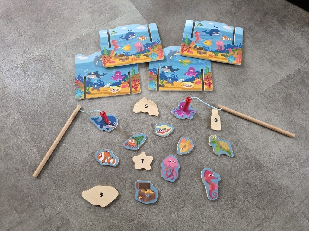 Houten Magnetisch Visspeelgoed met Vissershengels, Ophalen, Zo goed als nieuw, Overige typen