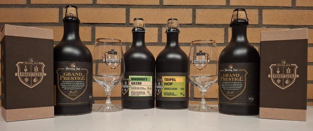 Hertog Jan collectie Proeftuin+Grand Prestige+2 glazen set 3, Verzamelen, Biermerken, Ophalen of Verzenden, Nieuw, Flesje(s), Hertog Jan